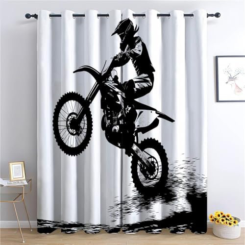 Vorhang Blickdicht Thermovorhang Motorradfahrer Für Extremsport Muster Gardinen Wohnzimmer Vorhänge Kinderzimmer Geräuschreduzierung Dekoration für Schlafzimmer Wohnzimmer Küche Fenster 230 x 117 cm