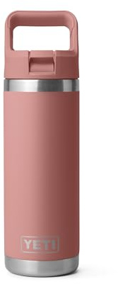 YETI Rambler 18 oz Bottle, Vacuum Insulated, Stainless Steel with Color Matching Straw Cap, Sandstone Pink