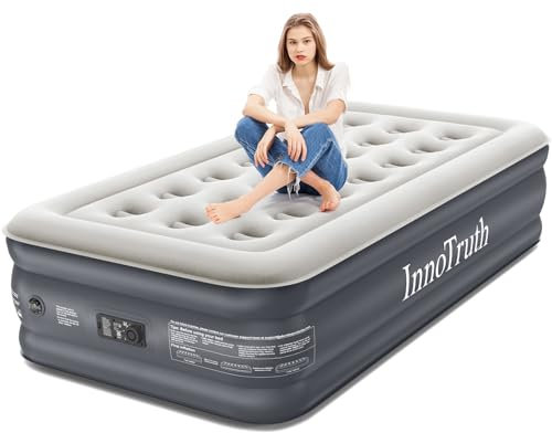InnoTruth Twin Air Mattress with Built in Pump, Famiy Choice Award Winner, Inflatable Blow up Mattress, 18 Raised Colchones Inflables Air Bed, Ideal for Home and Outdoor, 300lb Weight Capacity