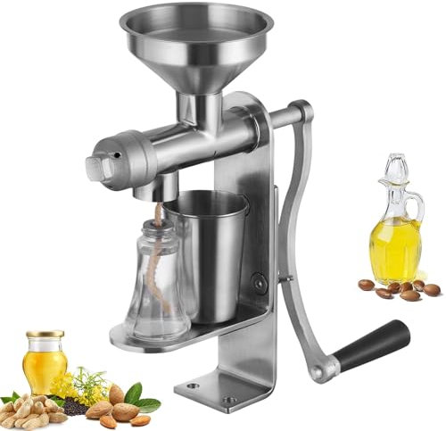 Extracteur de machine à huile en acier inoxydable pour noix, graines, cacahuètes 304 - Expulseur d'huile fait maison - Presse à froid manuelle