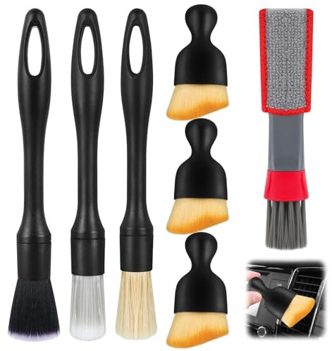 JIANGZHIB 7 Stück Auto Detailingbürste, Auto Reinigungsbürsten Set Weiche Staubpinsel, Vielseitig Auto Pinsel Innenraum, Reinigungspinsel Auto für Auto Air Outlet Gap Armaturenbrett