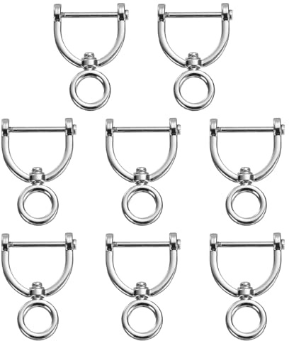 sourcing map Swivel D-Rings Screw in Shackle Horseshoe Metal U Shape D Ring for Purse Bags DIY Crafts Keychains Accessories