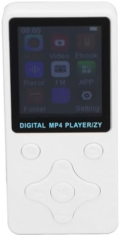 MP3 Player / MP4 Player, 64GB 1.8 Inch Screen Portable HiFi Lossless Sound 180mAh MP3 & MP4 Players with Earphones, BT MP3 MP4 Music Player for Kids Toddler Adults Sports (White)