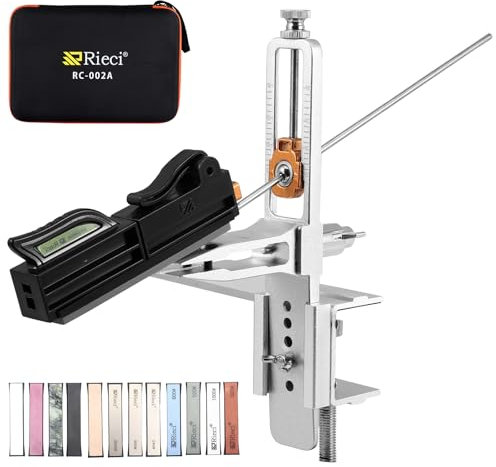 Upgraded Manual Angle Knife Sharpener System, 12-Stone Kit with Precision Control Angle 15°-30° Adjustable Grip, 11-Stone Sharpening System, Portable Dual-Mode Design for Kitchen, Camping, Chef Knives