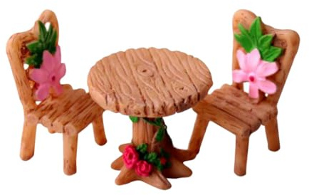 Garneck 1satz Miniatur Tisch Und Stühle Aus Resin Puppenhaus Möbel Dekoration Für Landschaften Pflanzenschmuck Für Mikro-gärten Für Gartenliebhaber