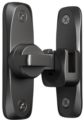 Laroal Serrure de porte noire Serrure de porte coulissante à bascule à 90/180 degrés Loquet de porte de sécurité pour jardin Salle de bain Garage