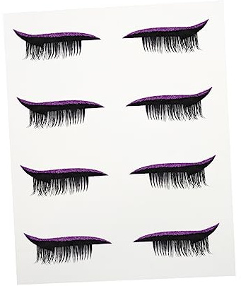 PACKOVE Autocollants Eyeliner Étanches pour Femmes Faux Cils Paillettes pour Maquillage Quotidien et Fêtes, Plastique Facile à Utiliser, Lot de 4 Paires
