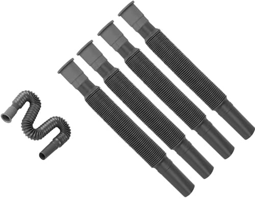 5 Pcs Collapsible, Flexible & Extendable Waste Water Pipe System for Kitchen, Motorhome Caravan, Sink & Bathroom Connectors - Drainage, Wash Basin, Bath, Sink, Plumbing Accessories Grey