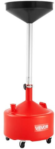VEVOR Réservoir de Vidange Huile Usagée 30 L, Vidangeur Huile Portable Industriel, avec Entonnoir Réglable en Hauteur, Roues, Drainage Transfert Carburant pour Ateliers Réparation Automobile, Rouge
