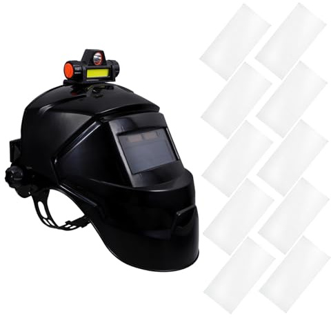 Toddmomy Auto Darkening Welding Helmet with Headlamp Lightweight Welder Hood with Protective Sheets for Enhanced Face and Neck Safety Integrated Light for Low-light Visibility Welding