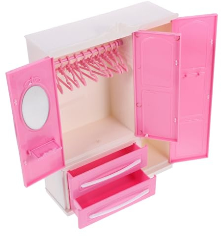 LALADEFIEE Mini Armario para Muñecas con Perchas Muebles Prácticos y Duraderos para Casas de Muñecas Pequeñas