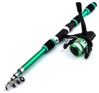 Resor Fiskespö-set Kompletta kit med teleskopiskt fiskespö Utomhussporter Peche Fiskespö(Green)