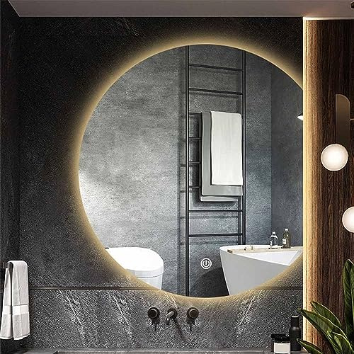 WIQUYBML Specchio da Bagno a Mezzaluna a LED dimmerabile, Specchio cosmetico Decorativo antiappannamento da Parete per Ingresso e Soggiorno HD antideflagrante