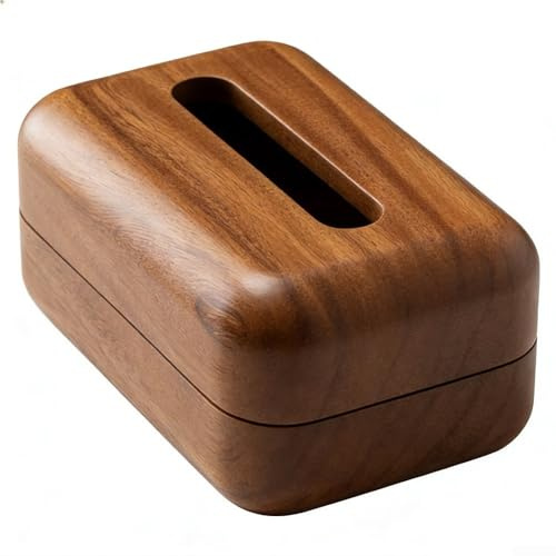 Boîte à mouchoirs en bois de noyer au design rétro moderne