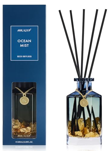 Airkeep Raumduft mit Duftstäbchen 180ml – Ocean Mist – Langanhaltender Reed Diffuser mit 8 Stäbchen, Dekorativer Raumduft für Bad, Schlafzimmer & Wohnzimmer