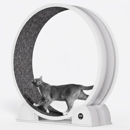 Garvee Roue d'exercice pour Chat 114 cm avec Compteur de Pas | Silencieux, tapis amovible, ABS robuste, favorise la forme physique, blanc