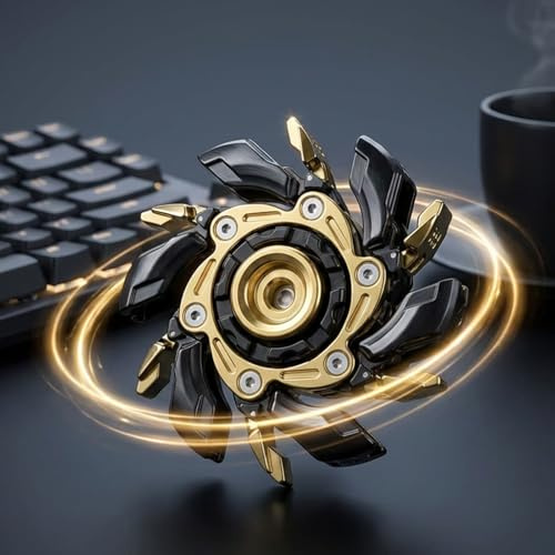 Magnetisk, konverterbar fidget-spinnare, EDC-metallblad, lång rotationstid, premium EDC-leksak för att minska stress för vuxna och tonåringar, kontorsskrivbord lyxgåva (svart)