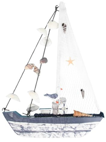 ULTECHNOVO Mediterranes Segelboot und Muscheln 1 Stück Kreative Tischdekoration im Maritimen Stil für Wohn und Geschäftsräume als Foto Requisite