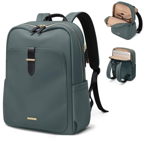 Golfkvalitet laptop-ryggsäck för kvinnor, vardagliga arbete affärer ryggsäckar handväska handbagage reseryggsäck, A-mörkgrön, 17.3 Inch