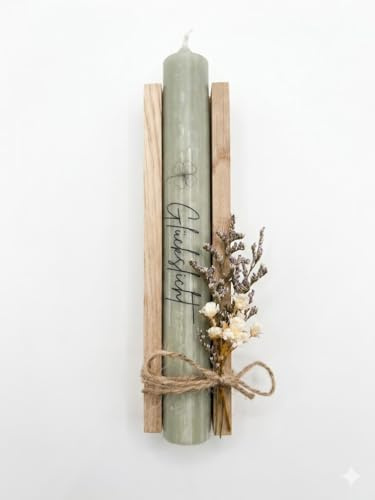 Stabkerze mit Spruch - Glückslicht - Geschenkset - Kerze mit Text - in Holzbox Holzverpackung - Geschenk - Mitbringsel - Glücksbringer - Prüfung