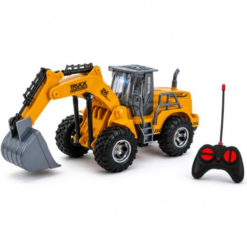 Ruspa Radiostyrd Grävmaskin RC Leksak med LED-lampor Fjärrkontrollen Byggarbetsplats Barn Bulldozer Traktor Grävmaskin Radiostyrd Hammare Arbete Däckhållare Stockhållare (b)