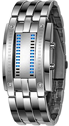 AIMES Binäre Herren-Armbanduhr, lässig, Sport, digitale Lava-Matrix, blaue LED, digitale Armbanduhr, klassisch, kreativ, modisch, schwarzes Armband, quadratisch, blaue Uhren, Unisex-Kleid-Armbanduhren