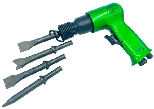 DYNAMIC POWER Short Barrel Air Hammer Kit (4-Chisels, Stroke Length 1-5/8, 4500 bpm, 4 CFM @ 90 PSI)