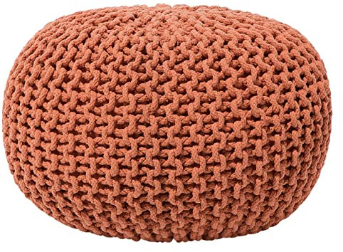 Beliani Geflochtener Strickpouf zum Sitzen Baumwolle braun rund 40 cm Modern Conrad