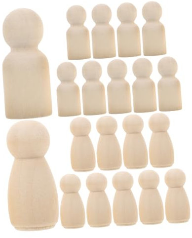 Toyvian Holzfiguren Spielfiguren DIY Figuren Deko zum Basteln Holz Puppen zum Bemalen Figurenkegel für Hochzeit Geburtstag Dekoration 20 Stücke