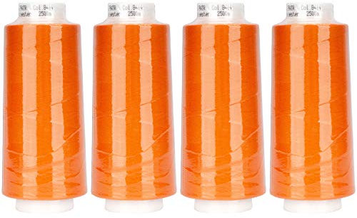 Amann Mettler Trojalock No.120 Overlockgarn 2500 m (4er Pack gleiche Farbe) – stark, elastisch, schrumpffrei, 100% Polyester (Kürbis)