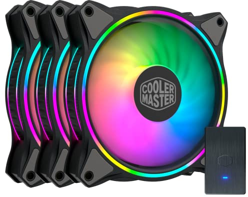 Cooler Master MasterFan MF120 Halo 3in1 Duo-Ring ARGB 3-Pin Fan, 24 Independently LEDS, 120mm PWM Static Pressure Fan, Absorbing Pads for Computer Case & Liquid Radiator