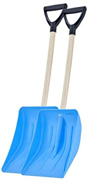 Superio Schneeschaufel für Auffahrt, Treppen, Auto Schnee Entfernung Schaufel Schneeschieber Stabiler robuster Kunststoff mit Holz-Metallgriff (Blau-2)