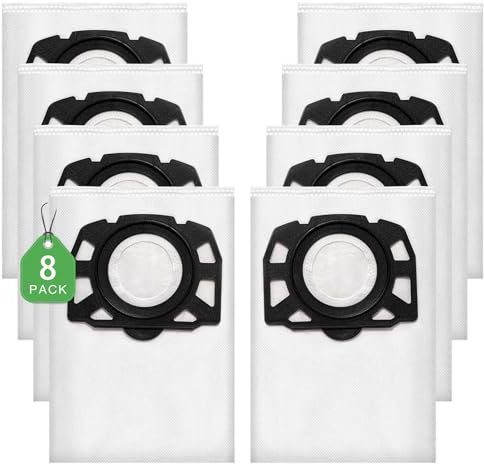 8 Pack KFI 357 Vacuum Cleaner Bags Compatible with Kärcher WD 2 Plus, WD 3, WD 3 Battery, KWD 1, KWD 2, KWD 3, MV 3, WD 3.200 to WD 3.800 M, SE 4001, SE 4002 Replace Part:2.863-314.0