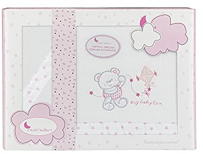 Interbaby Bettwäsche Set für Babywiege - ModellBaby Love in Weiß und rosa, weiß/rosa