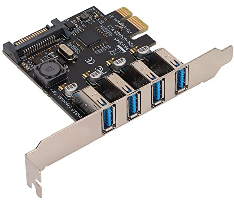 PCI-E zu USB 3.0 Erweiterungskarte, PCI Express (PCIe) Controller Hub USB Control Card Adapter mit 4 Ports 15Pin SATA Power Connector für Desktop PC