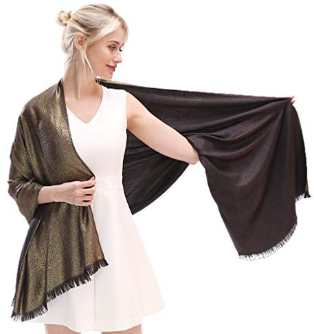 KAVINGKALY Damen Weiche Pashmina Schals und Wraps Schimmer Solid Colors Schal für Hochzeiten