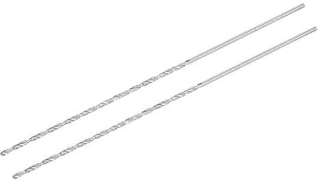 sourcing map 2 Stk HSS Spiralbohrer (Hochgeschwindigkeitsstahl) Extra lange Twist Bohrer 3mm Bohrdurchmesser 300mm Länge