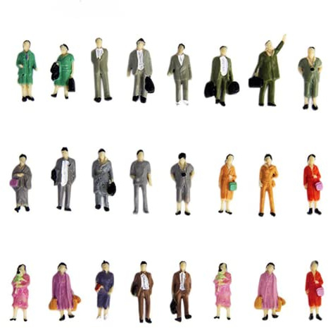 50 pièces de figurines de personnages peintes pour modèle de train à l'échelle HO 1:87 pour la simulation de personnages de modèle de construction de table de sable