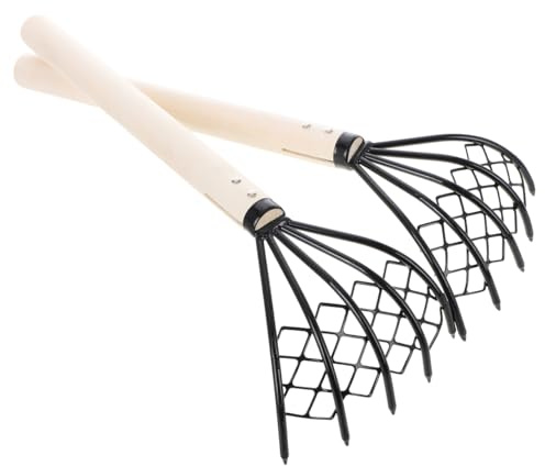 Happyyami 2 Pièces Râteau À Palourdes Accessoires Cultivateur Métal Pooper Scooper Maille Net Râteau Palourde Creuser Pelle Râteau Plage Coquille Creuser Râteau Râteaux À Creuser