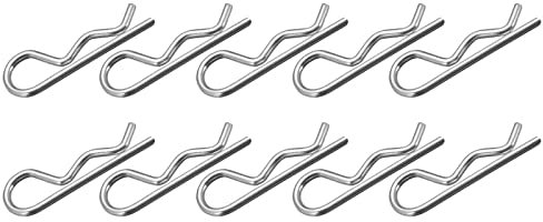METALLIXITY Clavette Goupilles (1.8mm x 32mm) 20pcs, Carbone Acier R Forme Ressort Agrafe Axes pour Attelage Axe Serrure Systèmes, Argent Tone