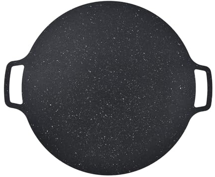 Xcello Korean BBQ Grill, Iron Round Non Stick Korean Grill Pan, Versatile Heat Resistant Griddle Pan Grilling Tray for Pork Belly Ribs(36cm-Iron)