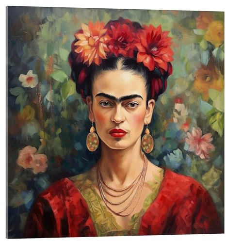Posterlounge Frida Kahlo Vintage Acrylglasbild von Mark Ashkenazi 50 x 50 cm Rot Wandbilder Wanddeko