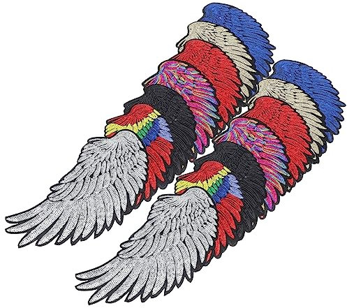 NUOBESTY 7paare Glitzer Flügel Patches Pailletten Applikationen Für Kleidung Zur Dekoration Und Verstärkung Von Textilien Waschbar Und Langlebig