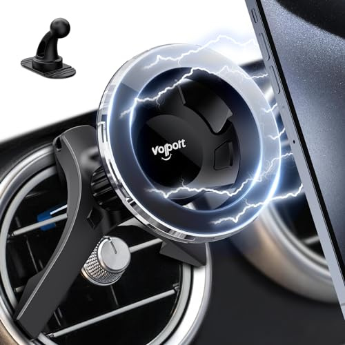 volport für MagSafe Autohalterung Runde Lüftung Magnetische KFZ Handyhalterung Auto für Mercedes Benz Audi Mini Cooper BMW FIAT Kompatible mit iPhone 17 16 15 14 13 12 Pro Max Plus Mini Air
