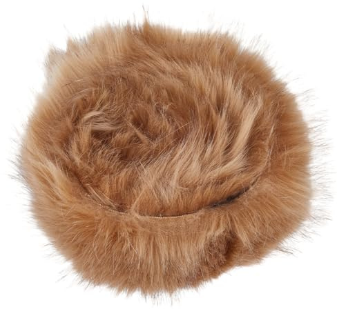 GORGECRAFT 1.8m*70mm Caqui Piel de Sintético Tela de Lana Artificial Parche de Felpa Sintética Peluda Navideña Cinta de Adorno de Desecho de Piel Peluda Mullida Cortes de Piel para Halloween Papá Noel