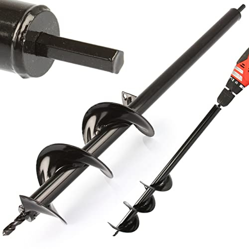 Erdbohrer für Erdbohrer Bohrmaschine Spiralbohrer Garten | Durchmesser Ø10 mm | Tiefe 80 cm | Blattstärke 2,5 mm