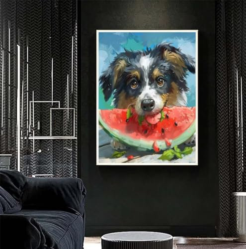Diamond Painting Welpe 90x120 cm,Niedlich Diamant Painting Bilder,Malen Nach Zahlen Erwachsene Kinder,DIY Diamond Art Painting Kits,Full Diamanten Painting Malerei Stickerei Set,Home Wand Dekor S459