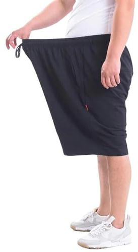 AlHECE Kurze Hosen Herren Sommer Casual Shorts Für Dicke Männer Atmungsaktive Weiche Sportshorts Männlich Übergroße Strandshorts Streetwear Short Hosen 9Xl-Schwarz-8Xl (160-180 Kg)