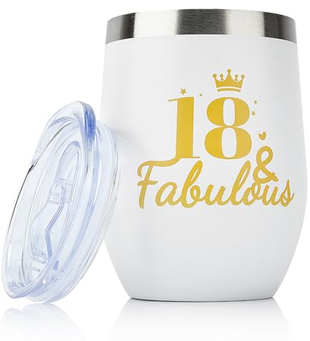 TOONGEEN 18th Birthday Gifts for Girls, 18th Cup for 18 Year Old Girls,12oz | 18th Birthday Presents for Sister, Friend, Daughter, Stainless Steel Insulated Tumbler,Keep Hot 3Hours, Keep Hot 9 Hours