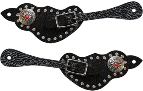 Lpitoy Leather Spur Straps, 2 Pcs Spur Strap with Buckle Adjustable Boot Strap Protective Equipment Spur Straps for Training Horse Boots Cowboy